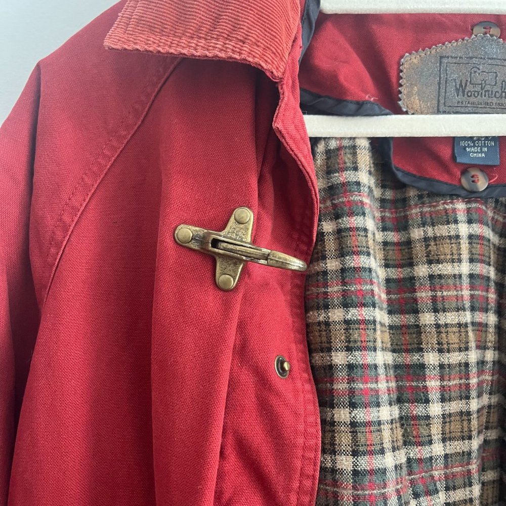 VINTAGE men's small woolrich red hunting jacket with clasps & plaid wool lining - Picture 2 of 6